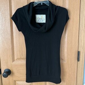 Poof! Black Top with Cowl Neck